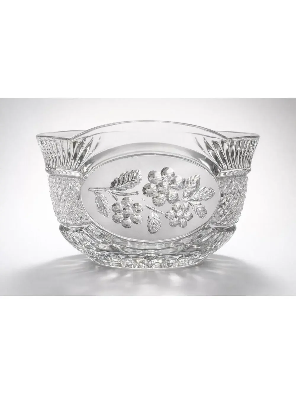 Vintage Clear Cut Glass Decorative Bowl with Floral Motif